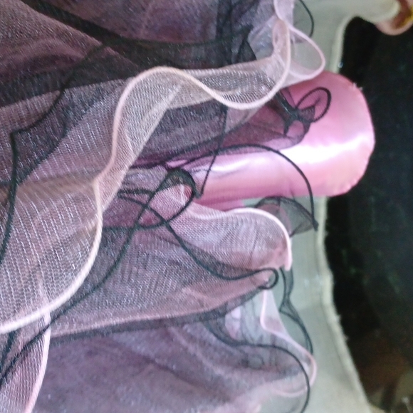 Black and Pink Cinderella Cocktail Dress, side zip, one shoulder, rhinestones - Picture 7 of 8